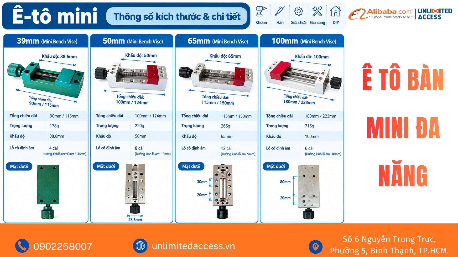 thông số ê tô mini