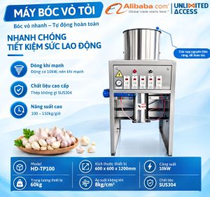 Máy Bóc Vỏ Tỏi Khí Nén Tự Động HD-TP100 Inox 304 (100-150kg/h)