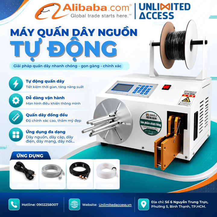 máy quấn buộc dây nguồn tự động