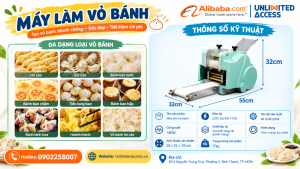 Máy làm vỏ bánh tự động, hỗ trợ tạo vỏ há cảo, sủi cảo và bánh bao với khuôn đa dạng