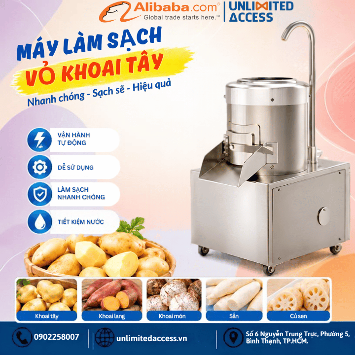 máy rửa gọt vỏ khoai tây tự động